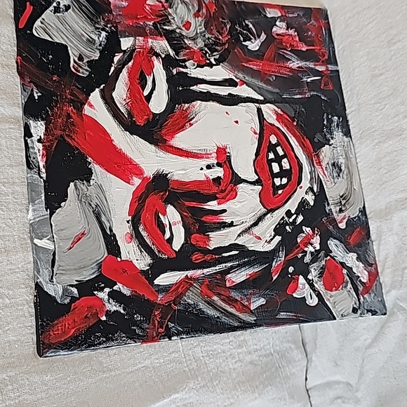 Horror Crying girl on panel board  8X8 Handmade by myself - Picture 2 of 5